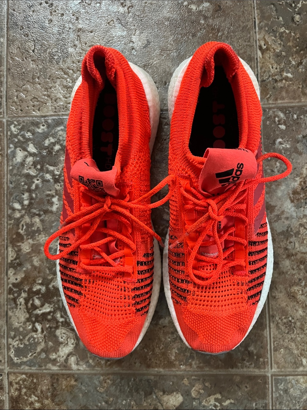 Adidas PulseBooth Bright Orange Knit Lace-Up Athletic Sneakers. Gently used